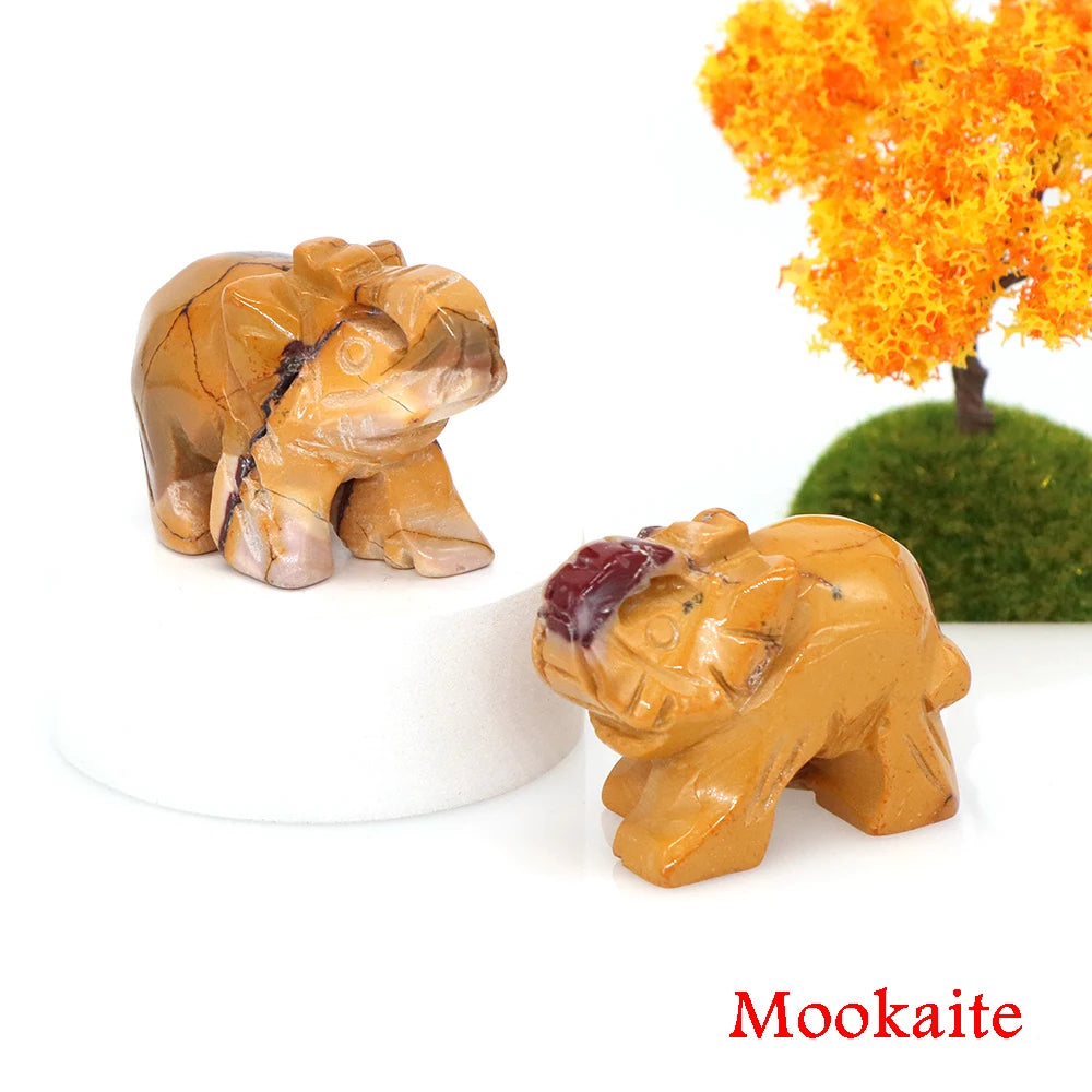 Lucky Elephant Statue Aventurine Amethyst Crystal Feng Shui Figurine Chakra