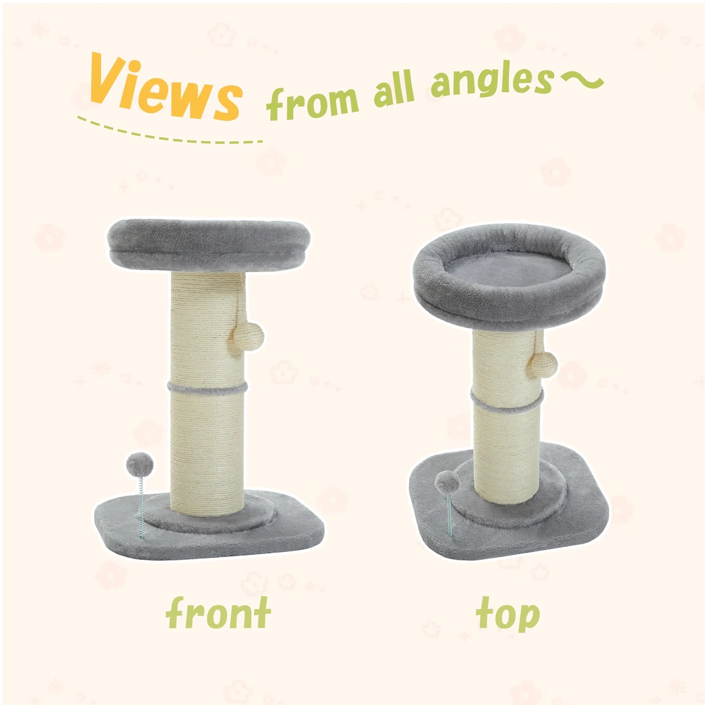 PAWZ Road Flower Cat Scratching Post With Removable Bed Indoor Cat Tower