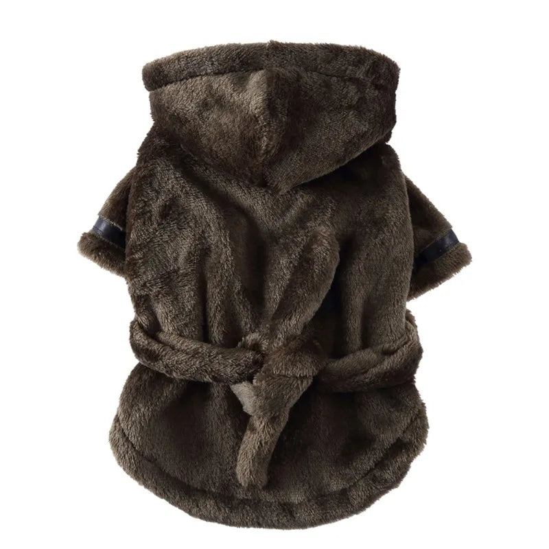 Hooded Dog Bathrobe Pajamas Soft Drying Towel For Pets