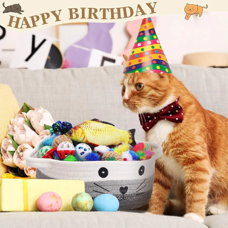 58 Pcs Cat Toys Set Colorful Flashing Balls Crinkle Bells