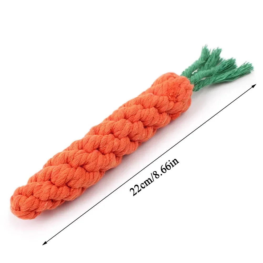 Durable Carrot Dog Chew Rope Toy For Puppy Teeth Cleaning