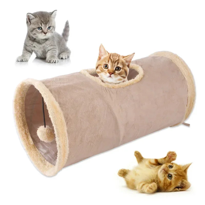 Foldable Cat Tunnel Tube Toy Collapsible Suede Fabric Play Tent Indoor Exercising Hiding Training Interactive Pet Supplies