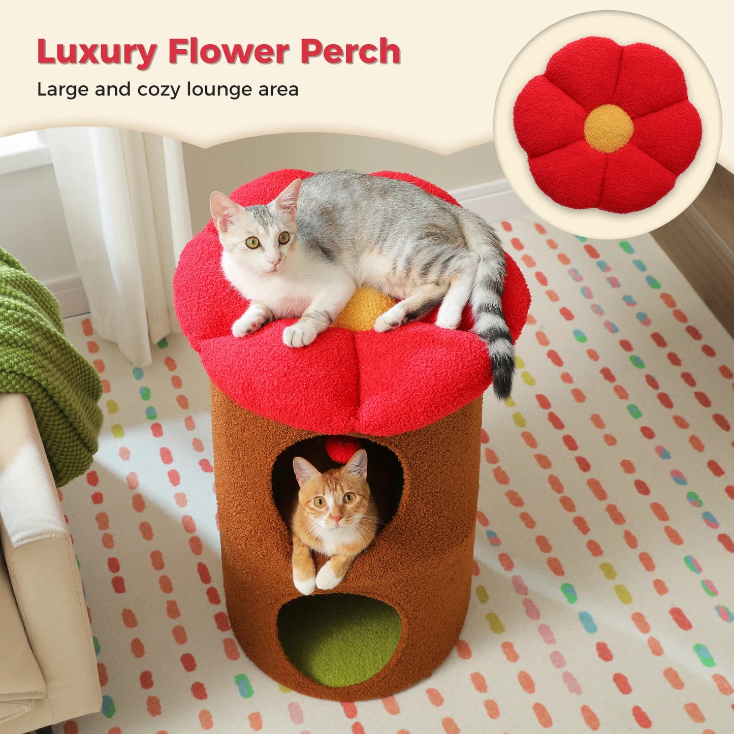 PAWZ Road Two Story Cat Bed Indoor House With Flower
