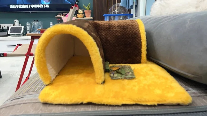 Winter Warm Plush Pet Nest Removable Fleece Tunnel Cage Hideout for Guinea Pig Hamster Rat Squirrel Small Animal Accessories