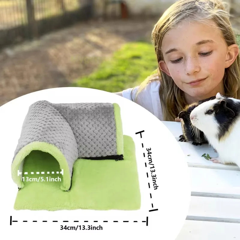 Winter Warm Plush Pet Nest Removable Fleece Tunnel Cage Hideout for Guinea Pig Hamster Rat Squirrel Small Animal Accessories