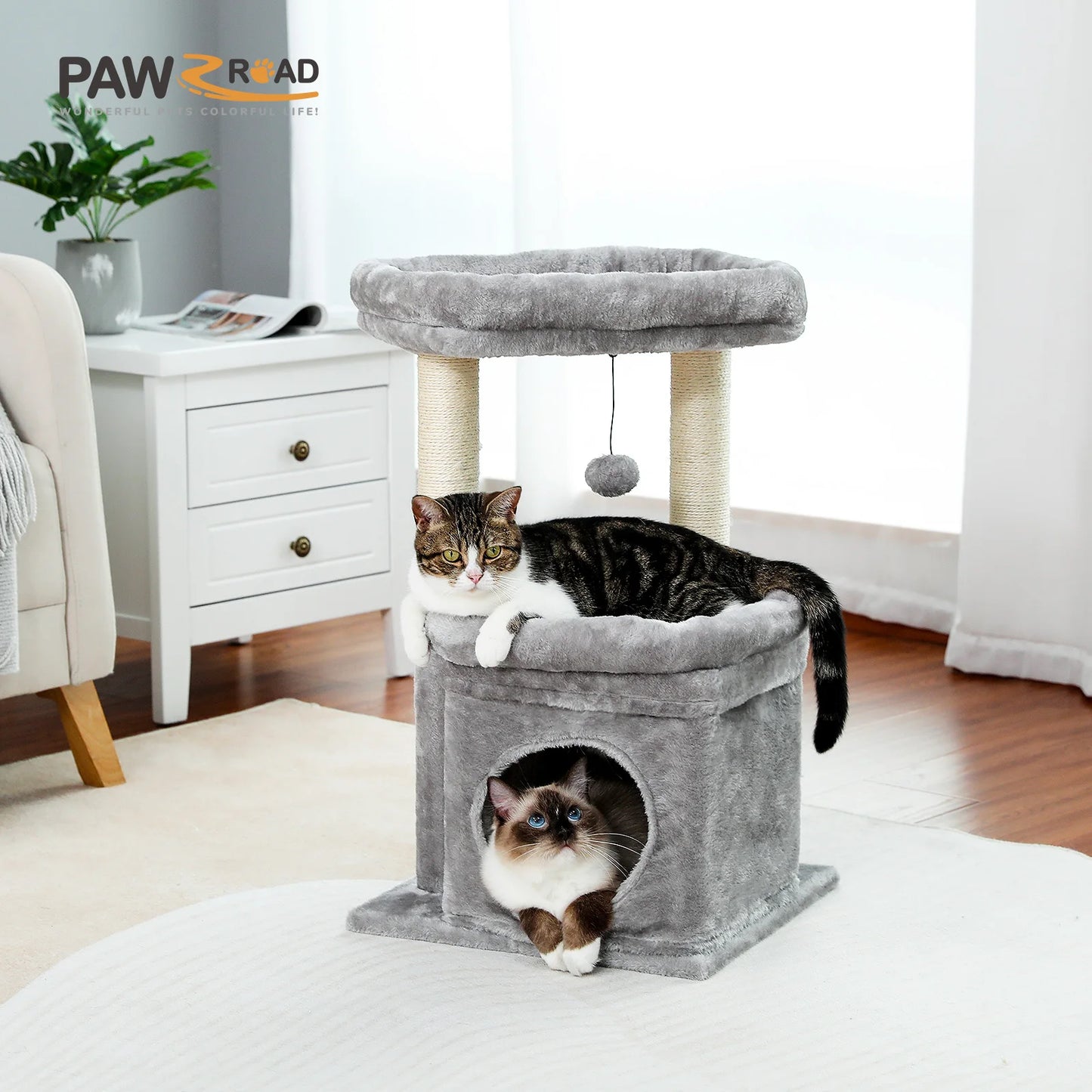 PEQULTICN Cat Tree With Cozy Condo And Plush Top Perch