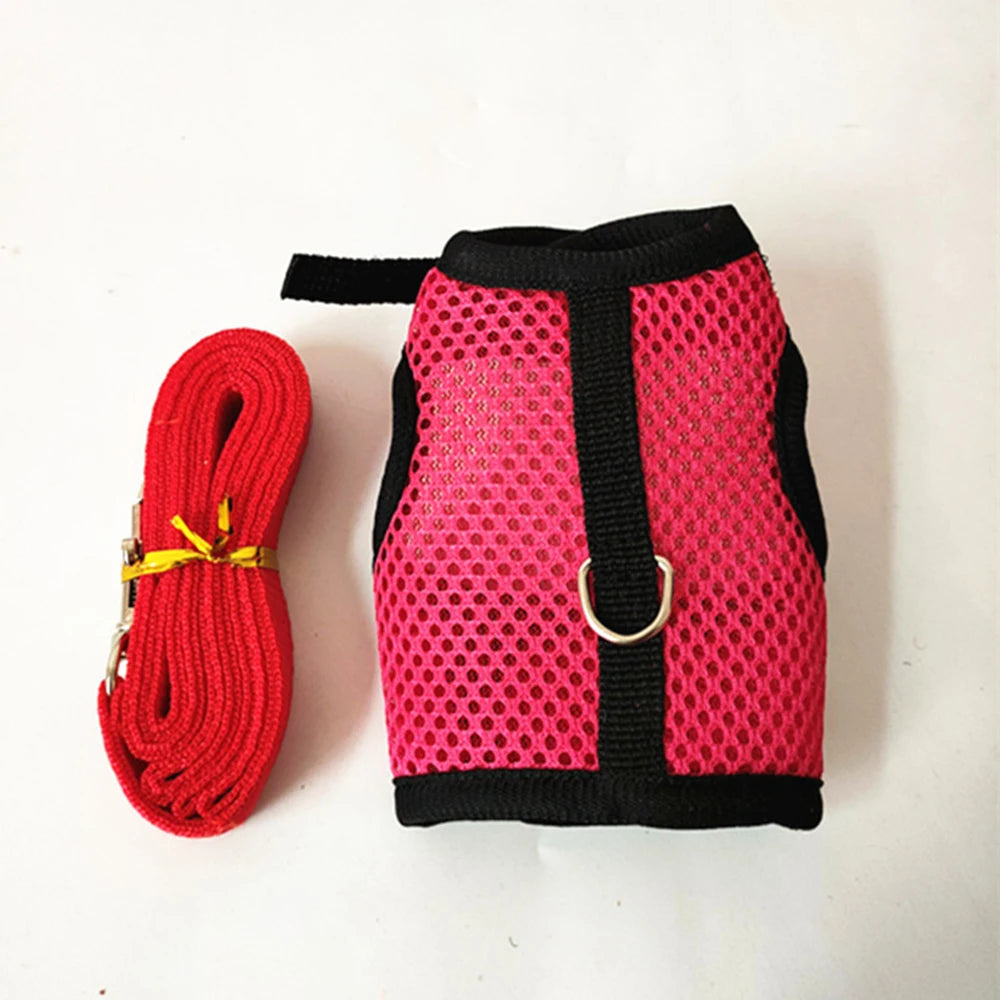 Small Pet Collar Harness Tow Rope Multi-color Adjustable Rabbit Dutch Ferret Hamster Guinea Pig Hedgehog Outdoor Walking Clothes