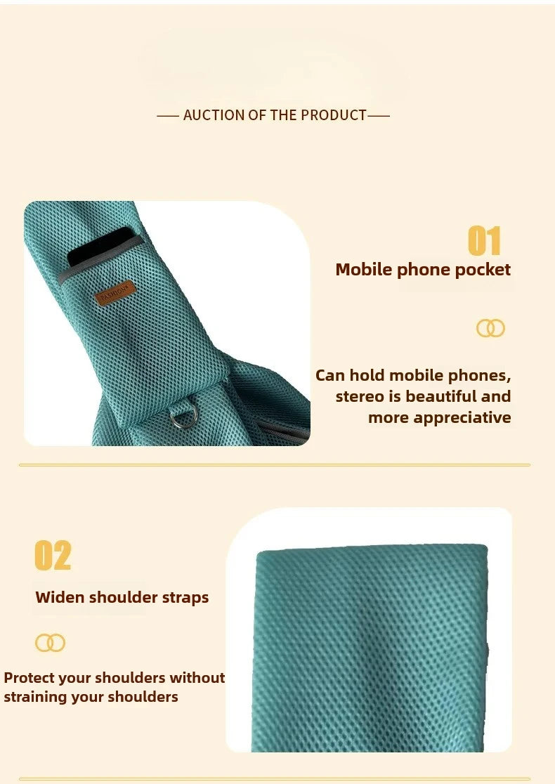 Mesh Polyester Breathable Dog Bag Pet Crossbody Shoulder Bag Outdoor Travel Portable Cat Puppy Sling Bag Tote Carrying Supplies