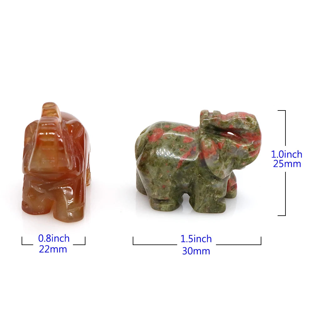 Lucky Elephant Statue Aventurine Amethyst Crystal Feng Shui Figurine Chakra
