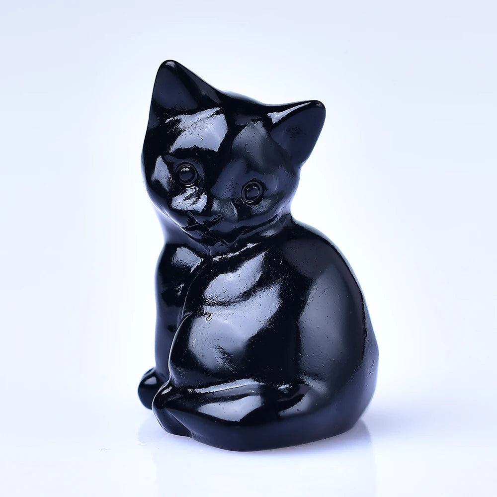 Natural crystal carved cat, a perfect choice for home decoration as a crystal gift ornament, a great option for healing crystals