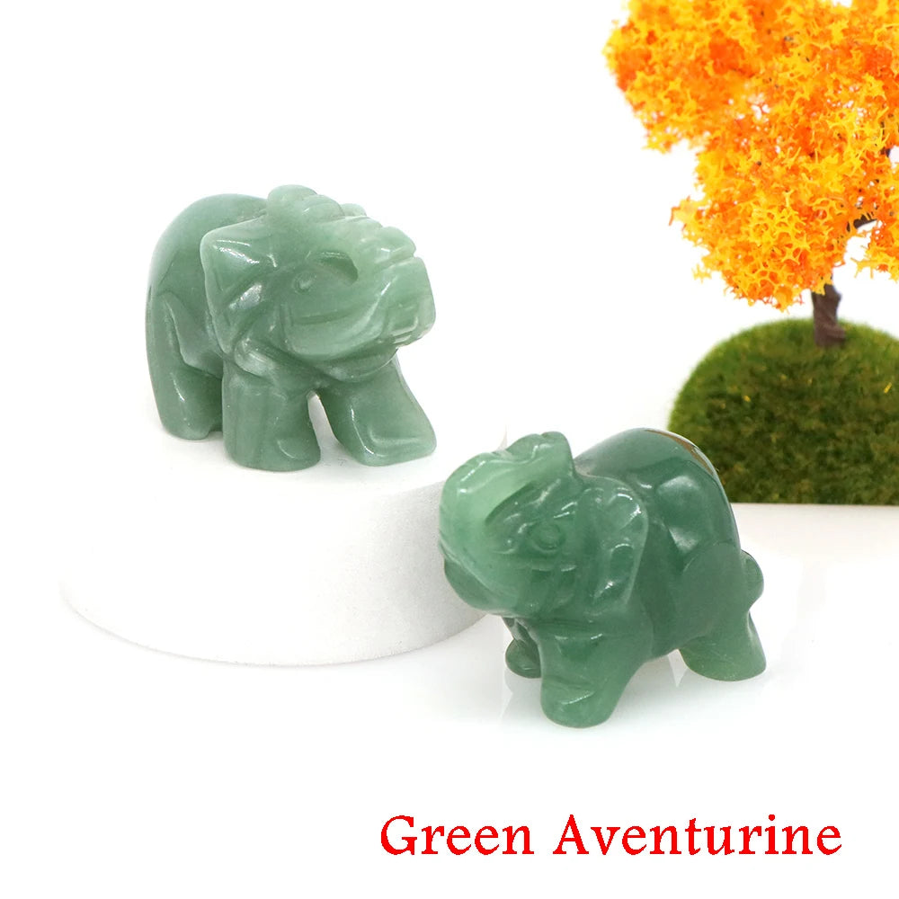 Lucky Elephant Statue Aventurine Amethyst Crystal Feng Shui Figurine Chakra