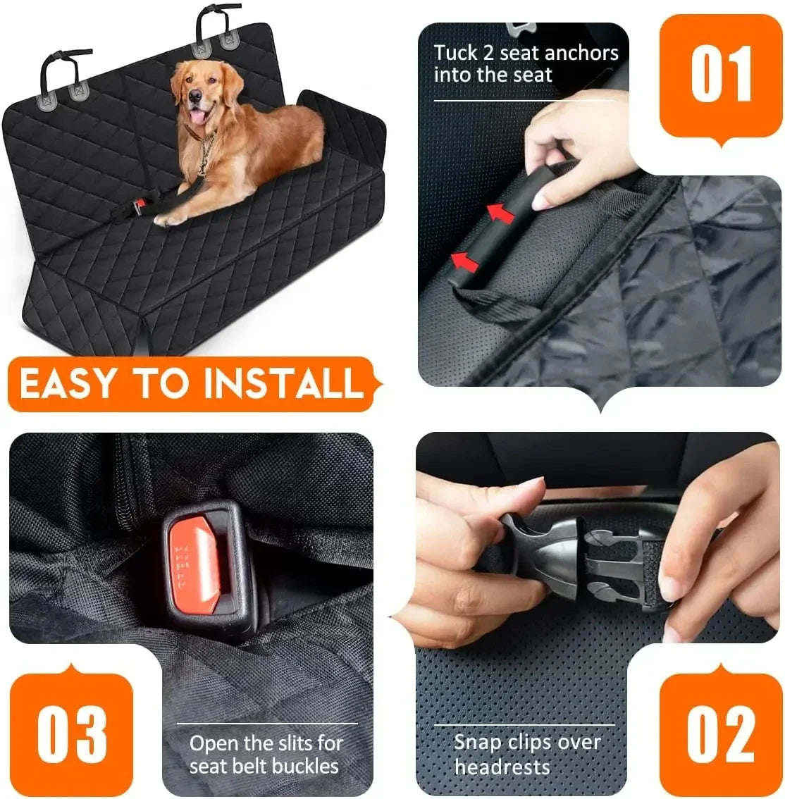 Pet Dog Car Seat Cover Travel Carrier Mattress Foldable Waterproof Non Slip Seat Protector Mat for Medium Large Dogs