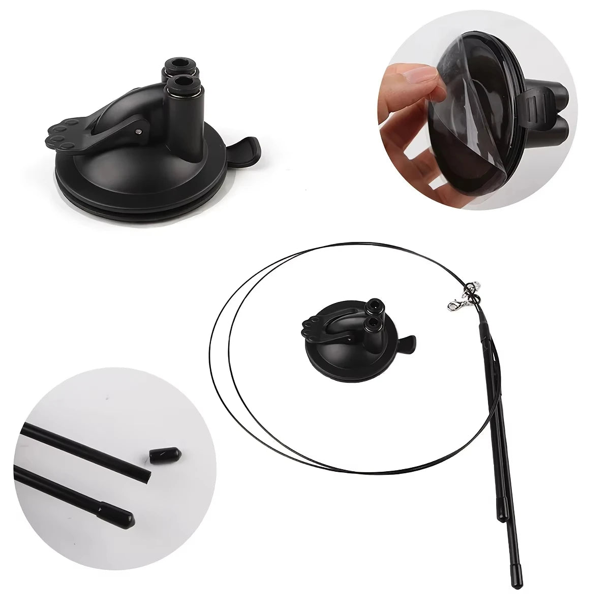 Interactive Cat Wand With Non Slip Suction Cup Base