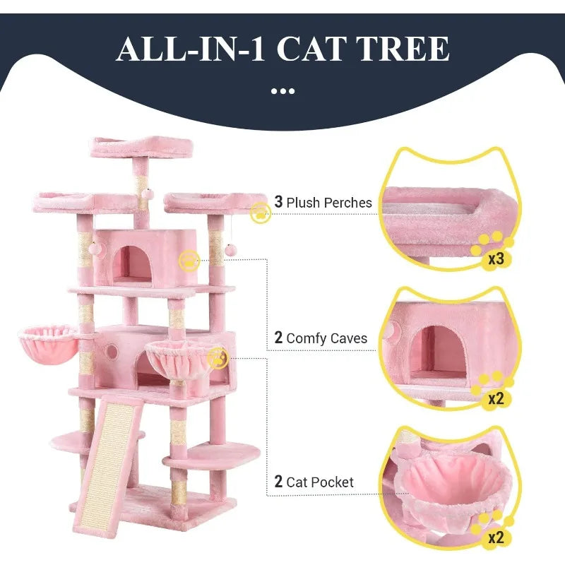 XMSJCN Cat Tree Deluxe Five Level Cat Tower with Condo