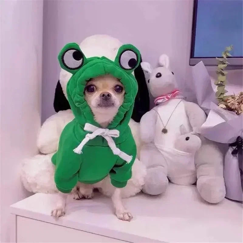Frog Shape Dog Hoodie Sweatshirt For Pets Winter Warm Cosplay