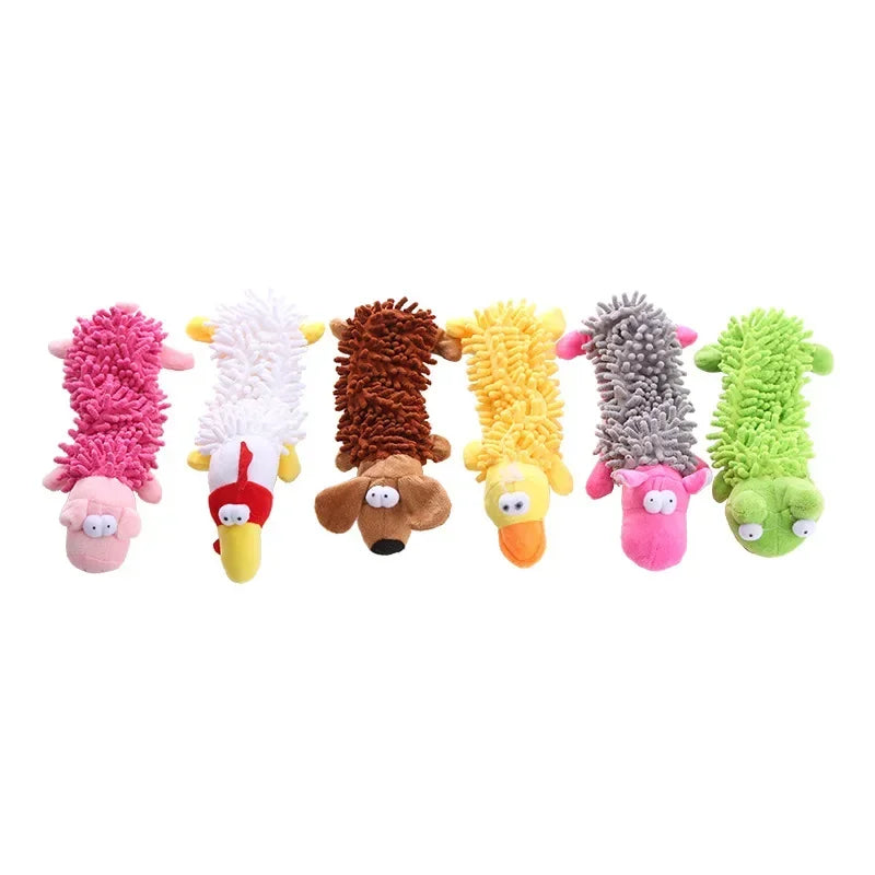 Pet Dog Toy Plush Mop Fur Squeaky Frog Hippo Teeth Grinding Supplies