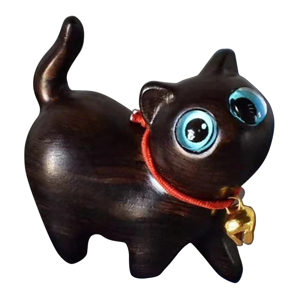 Handmade Wooden Cat Decoration Mini Animal Tiger Kitten Statue Car Statue Desktop Decoration Cute Kitten Ornament