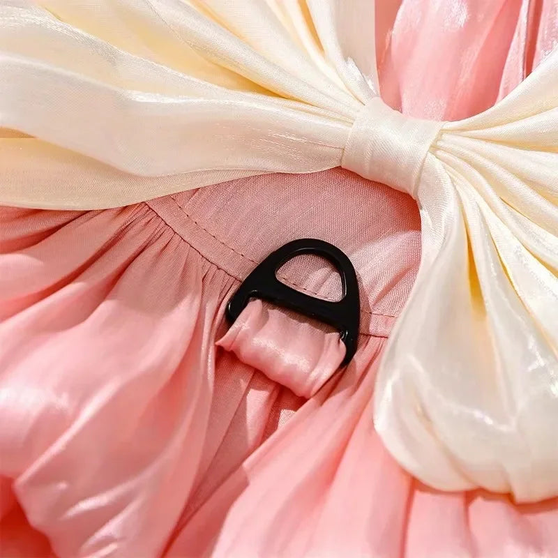 Cotton Flower Pattern Dog Dress Summer Pet Skirt Bow Knot