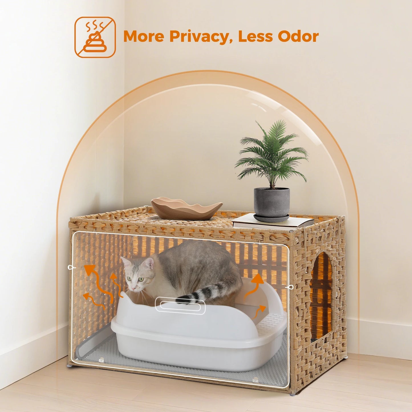 PAWZ Road Rattan Cat Litter Box Enclosure Hidden Furniture