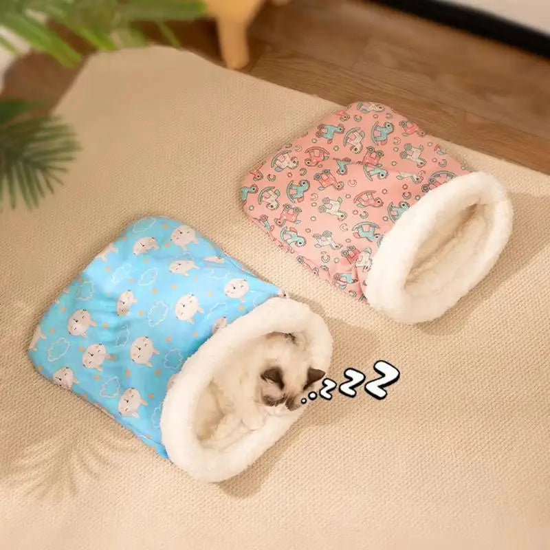 Cat Sleeping Bag Nest Winter Warmth Semi Enclosed Bed
