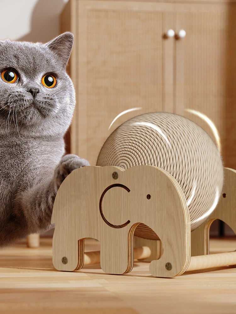Cat Scratch Ball Board Pet Toy Wear Resistant Sisal Ball Upright Auspicious Elephant Windmill Model