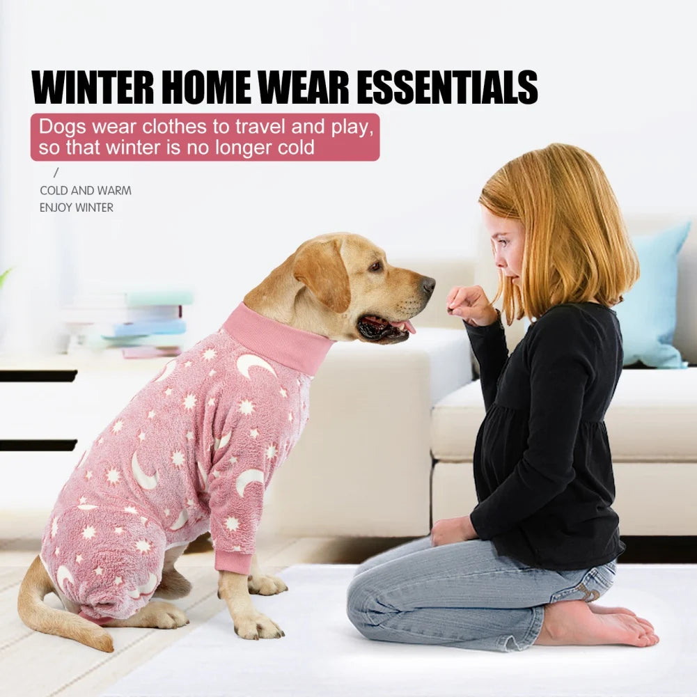 Soft Dog Pajama 4 Legged Warm Fleece Stretchable Onesie