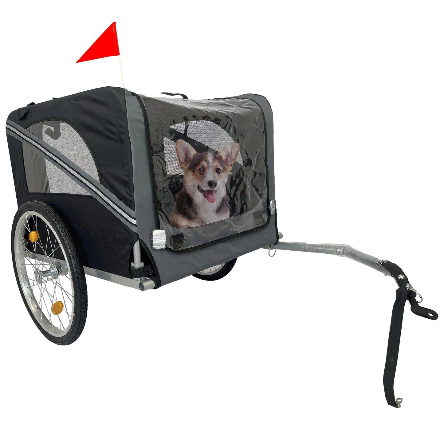 Dog Bike Trailer Foldable Pet Stroller With 20 Inch Wheels