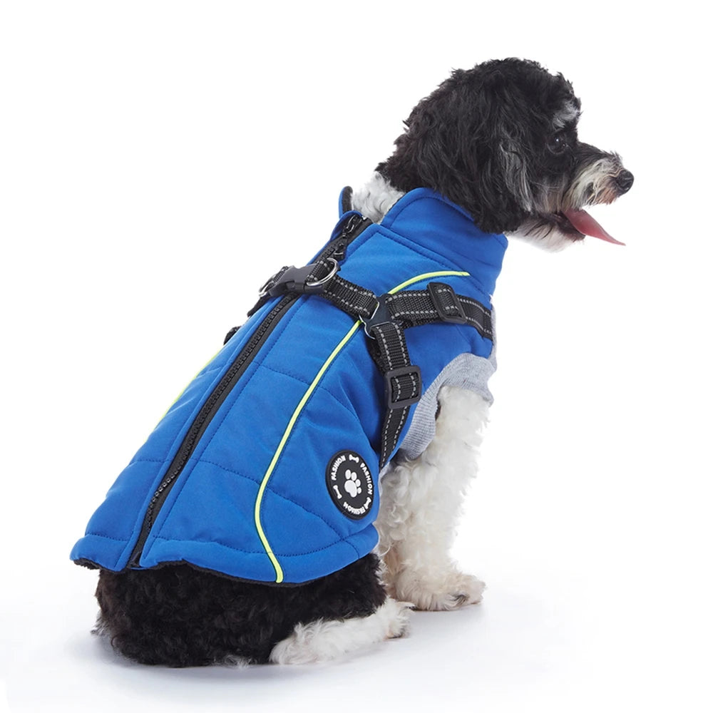 Pet Dog Waterproof Warm Jacket With Harness Reflective Dog Clothes For Small Large Dogs Coat Chihuahua French Bulldog Outfits