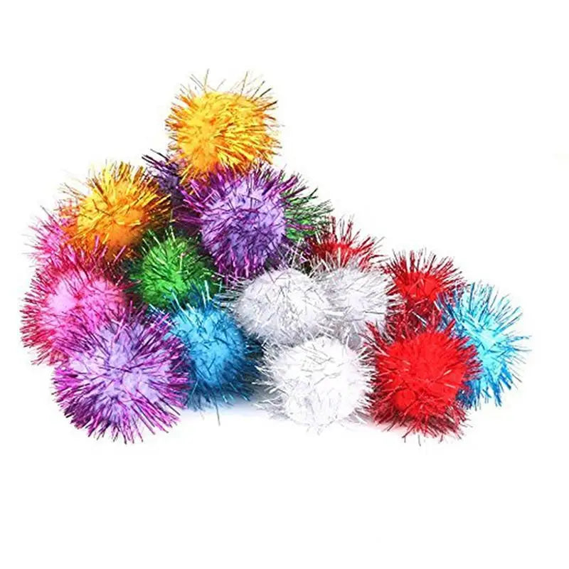 Fluffy Pom Poms 21 Pcs Colorful Plush Balls for DIY Kids Crafts and Pet Toys Playtime