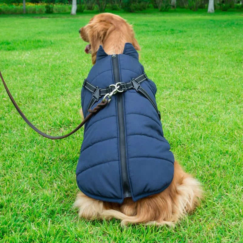 Winter Warm Dog Jacket Waterproof Pet Coat Fleece Harness Vest for Small and Large Dogs