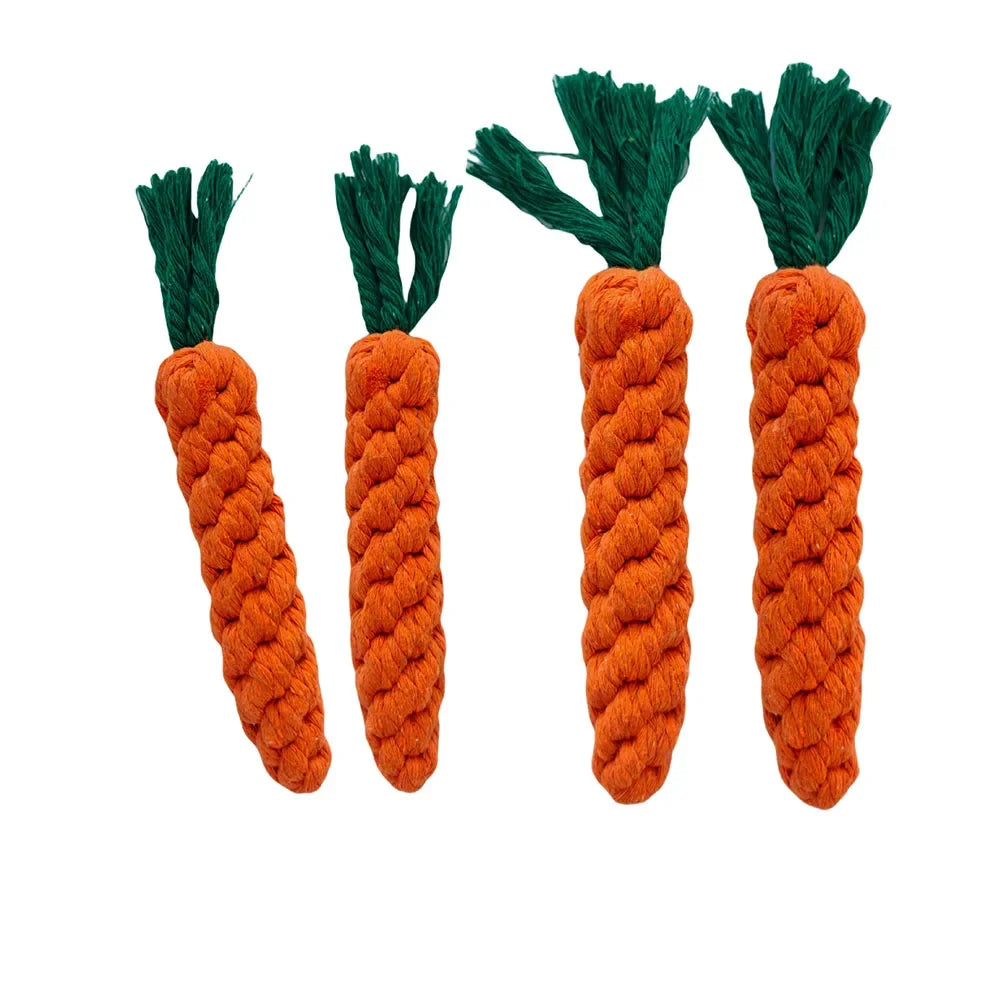 Durable Carrot Dog Chew Rope Toy For Puppy Teeth Cleaning