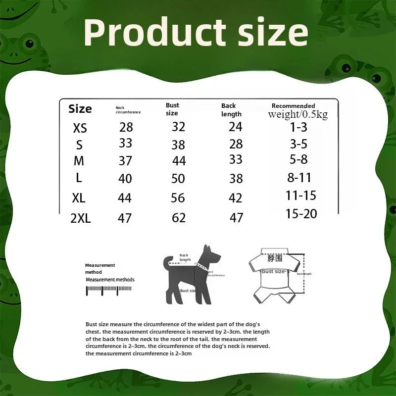 Frog Shape Dog Hoodie Sweatshirt For Pets Winter Warm Cosplay