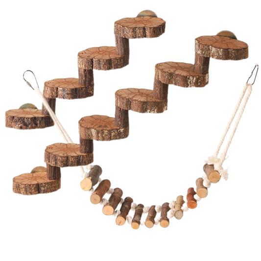 Hamster Wooden Ladder Toy For Cage 6 Steps Climbing Blocks Chew Toy For Guinea Pig Rat Hedgehog Small Pet Accessories
