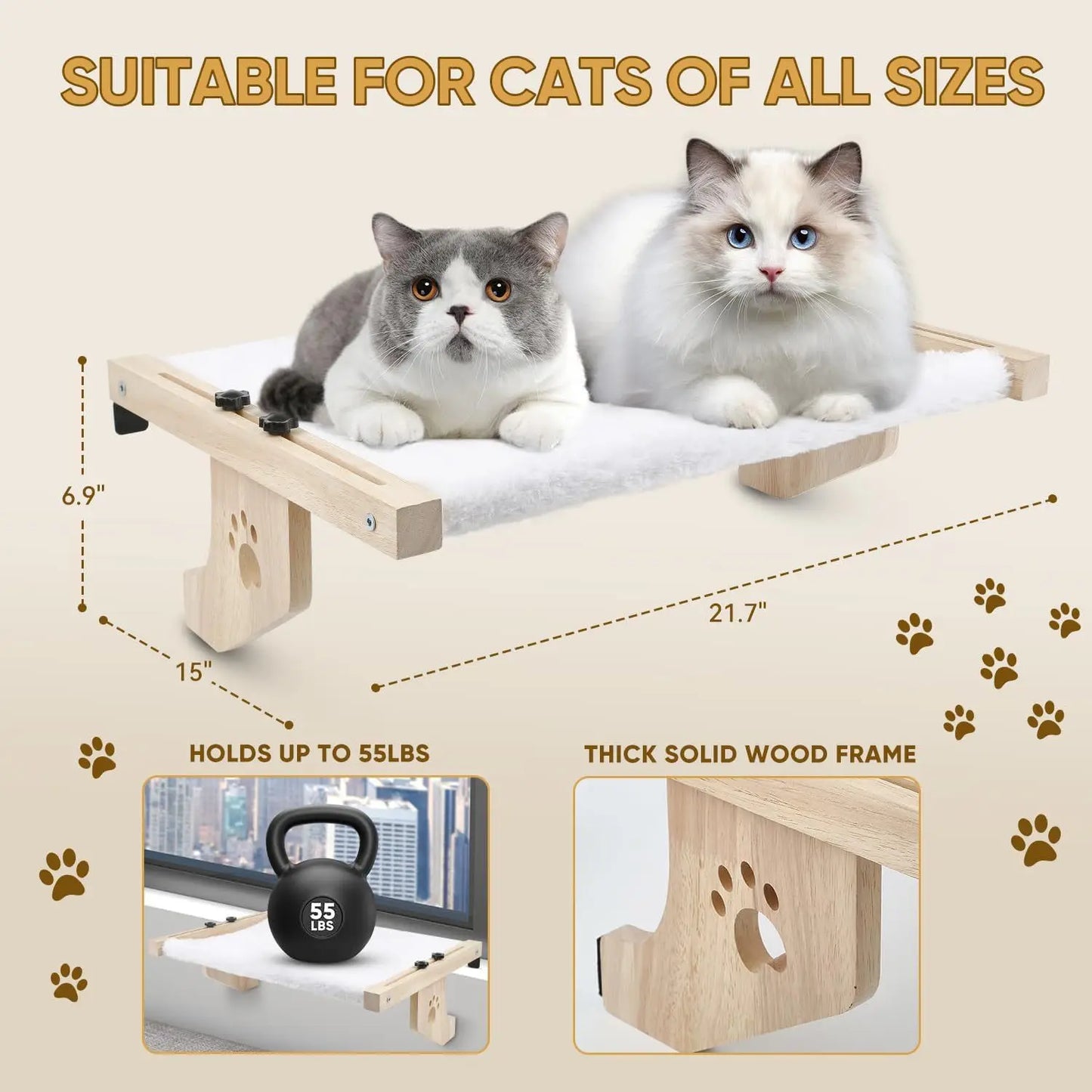 CZBNYXCN Cat Window Hammock With Wooden Metal Frame For Indoor Cats