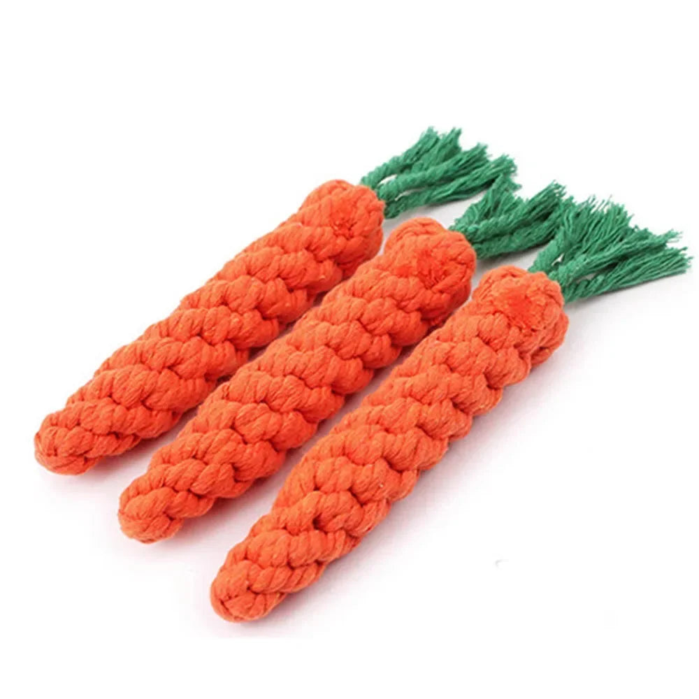 Durable Carrot Dog Chew Rope Toy For Puppy Teeth Cleaning