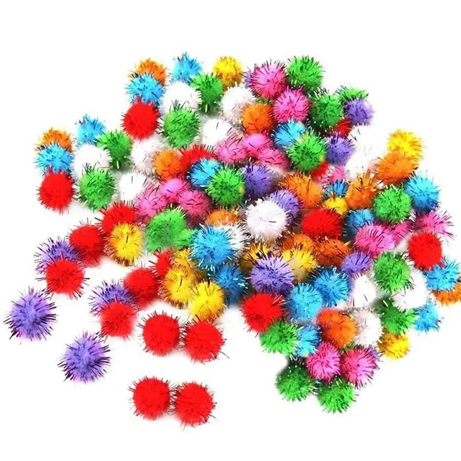 Fluffy Pom Poms 21 Pcs Colorful Plush Balls for DIY Kids Crafts and Pet Toys Playtime