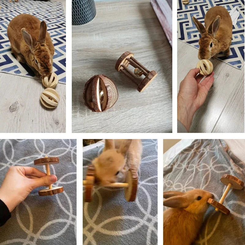 Natural Wood Chew Toys For Small Pets Rabbits Hamsters Rats