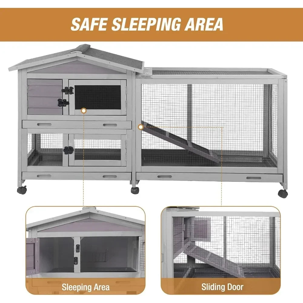 Hign-concerned Rabbit Cage Indoor Hutch With Casters