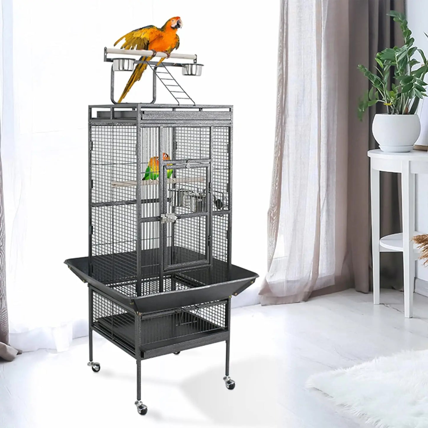 Bird Cage With Rolling Stand For Parakeets And Small Birds