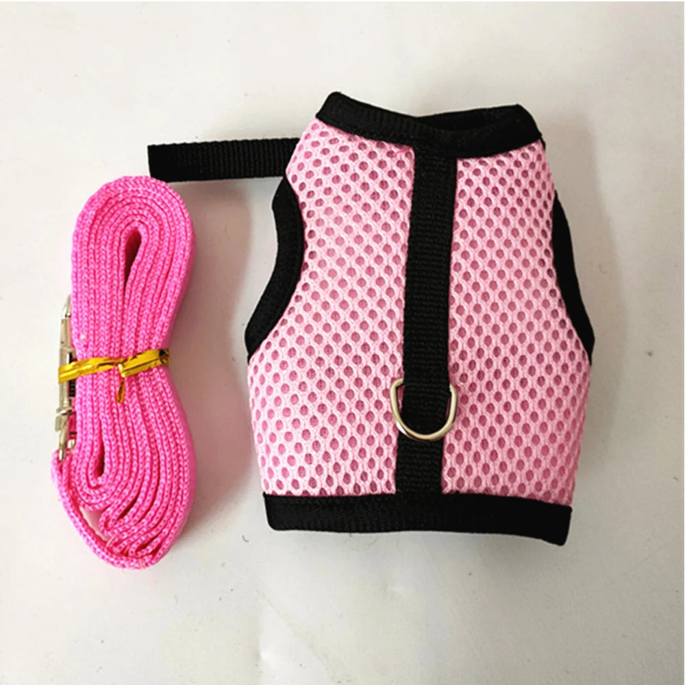 Small Pet Collar Harness Tow Rope Multi-color Adjustable Rabbit Dutch Ferret Hamster Guinea Pig Hedgehog Outdoor Walking Clothes