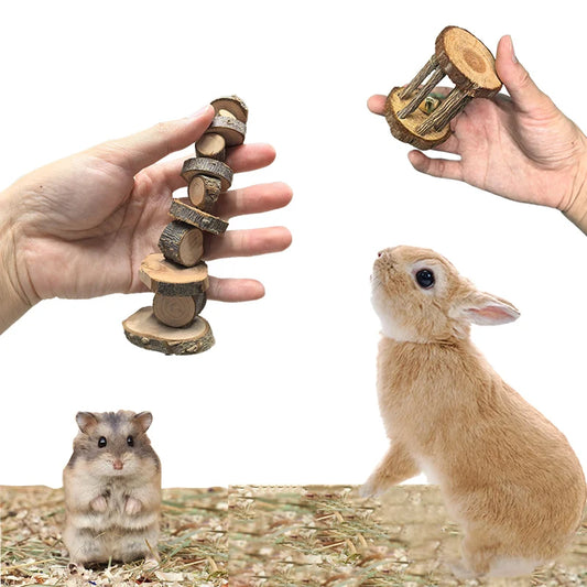 Natural Wood Chew Toys For Small Pets Rabbits Hamsters Rats