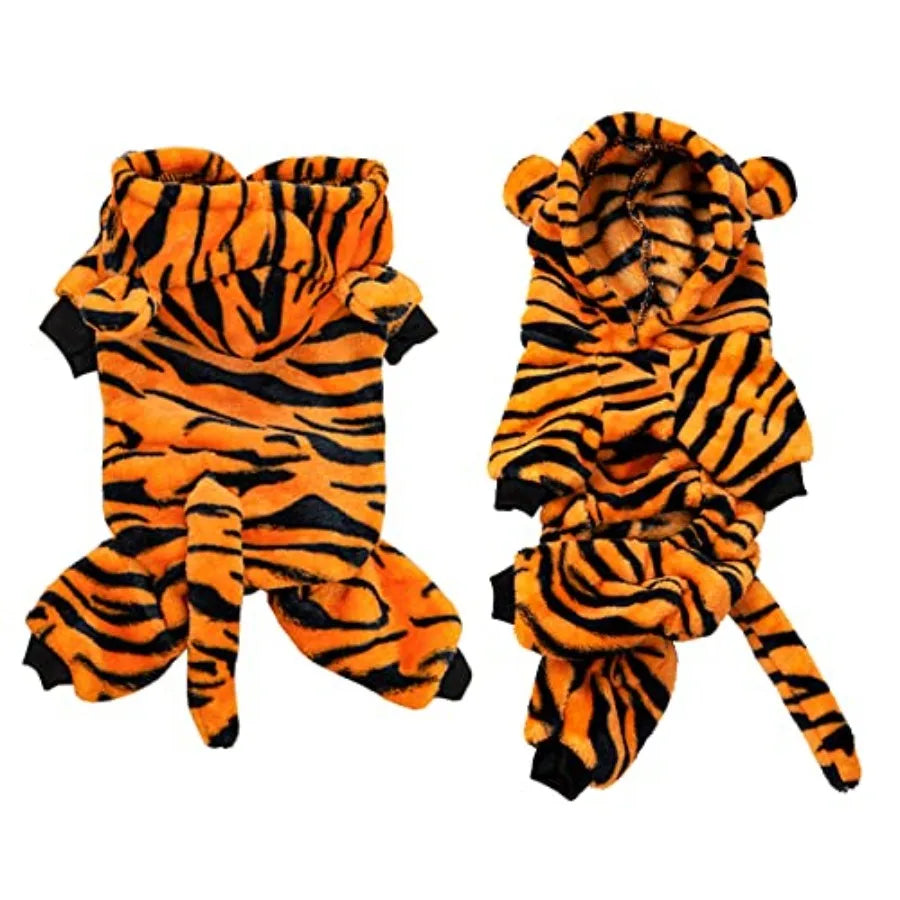 High-Concerned Dog Tiger Halloween Costume Hooded Coat With Bunny Ears