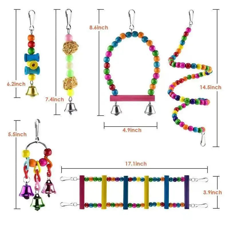 DCPETC Bird Toys Set Swing Chewing Training Toys For Parrot
