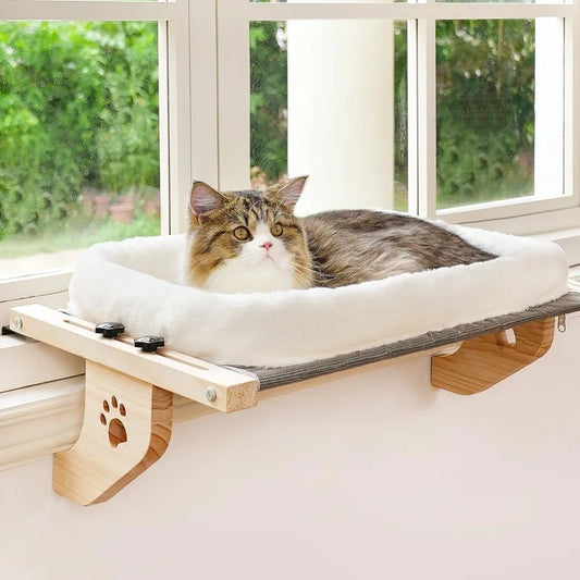 Cat Window Sill Perch Hammock With Wood And Metal Frame