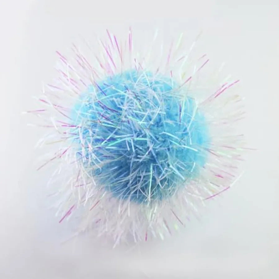 Hign-concerned Glitter Pom Pom Cat Toys 18 Pcs Kitten Soft Ball Toys Lightweight Cats