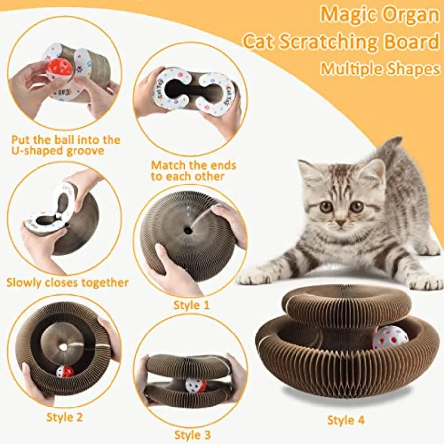 Magic Organ Cat Scratching Board And Accordion Toy Cardboard Slinky