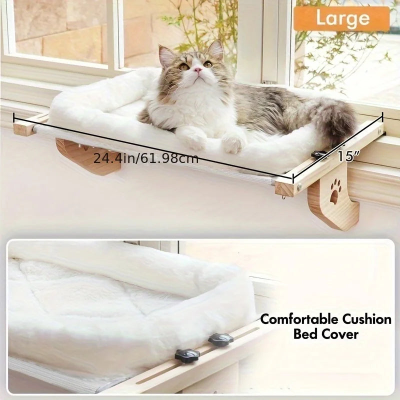 CZBNYXCN Cat Window Hammock With Wooden Metal Frame For Indoor Cats