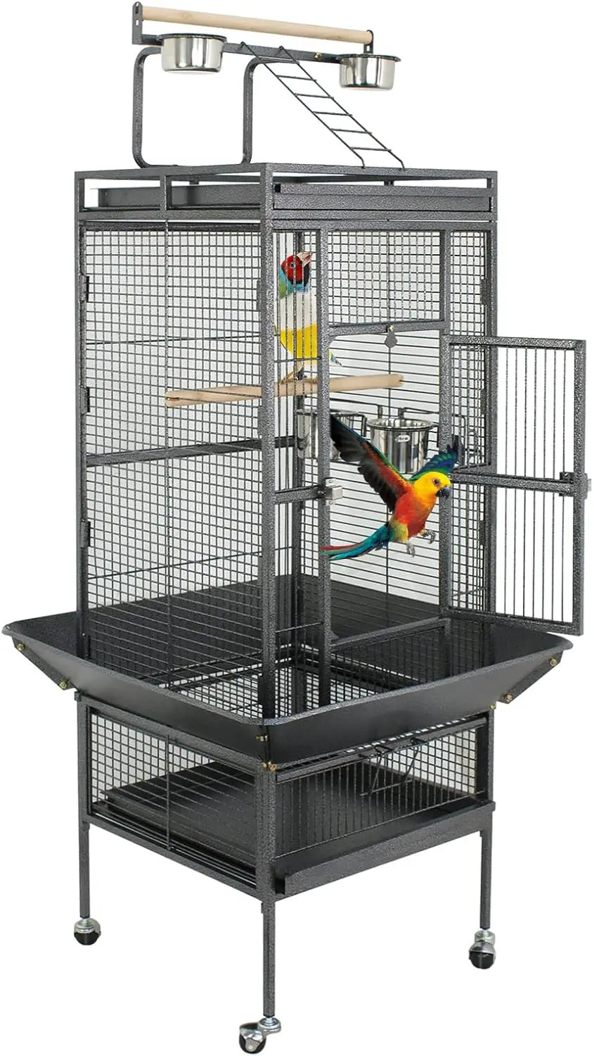 Bird Cage With Rolling Stand For Parakeets And Small Birds