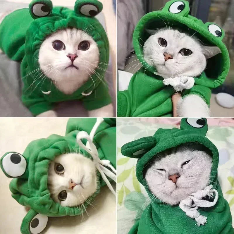 Frog Shape Dog Hoodie Sweatshirt For Pets Winter Warm Cosplay