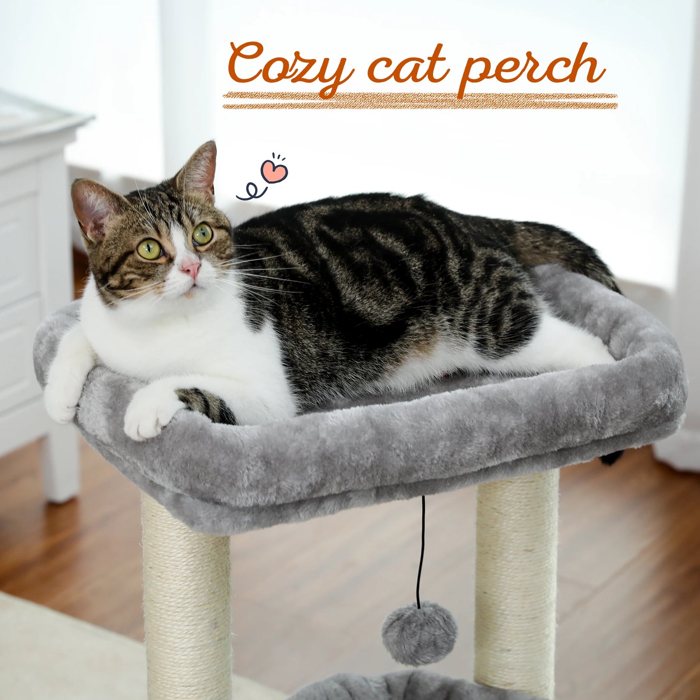 PEQULTICN Cat Tree With Cozy Condo And Plush Top Perch
